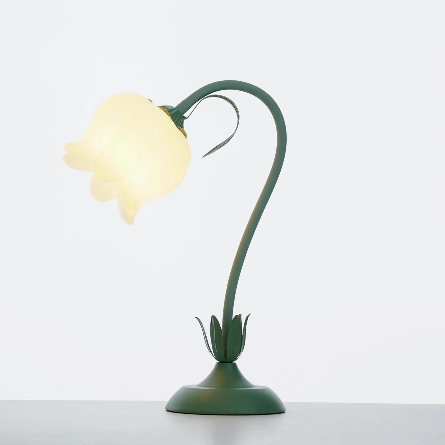 Fully adjustable twist tulip flower table lamp showing infinite positioning possibilities