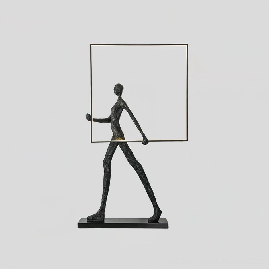 Model A configuration Aeon Sculpture Floor Lamp with RC dimming, minimalist human form and circular LED light feature