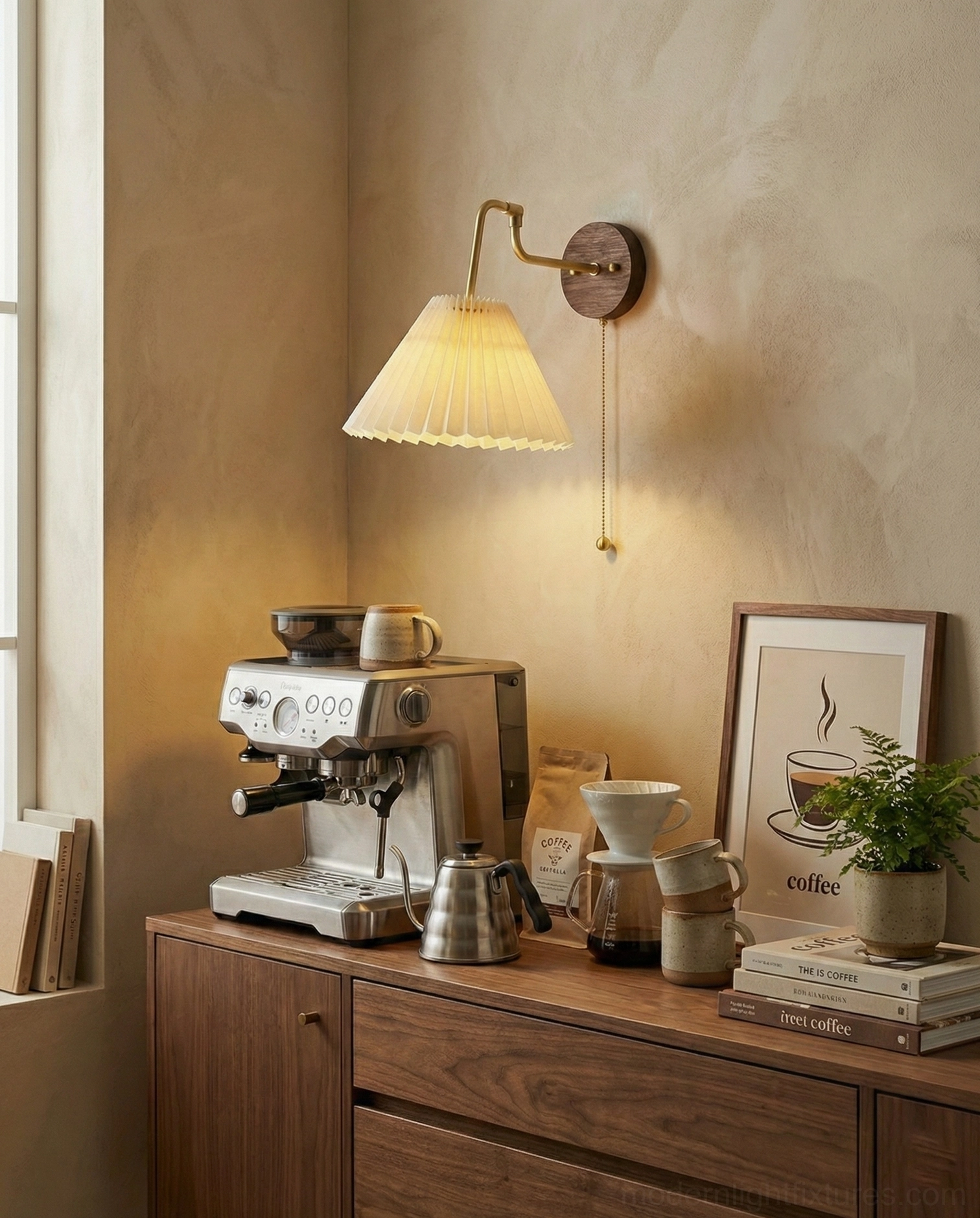 Aine pleated wall lamp bedroom accent lighting, creating warm intimate ambiance for bedroom space