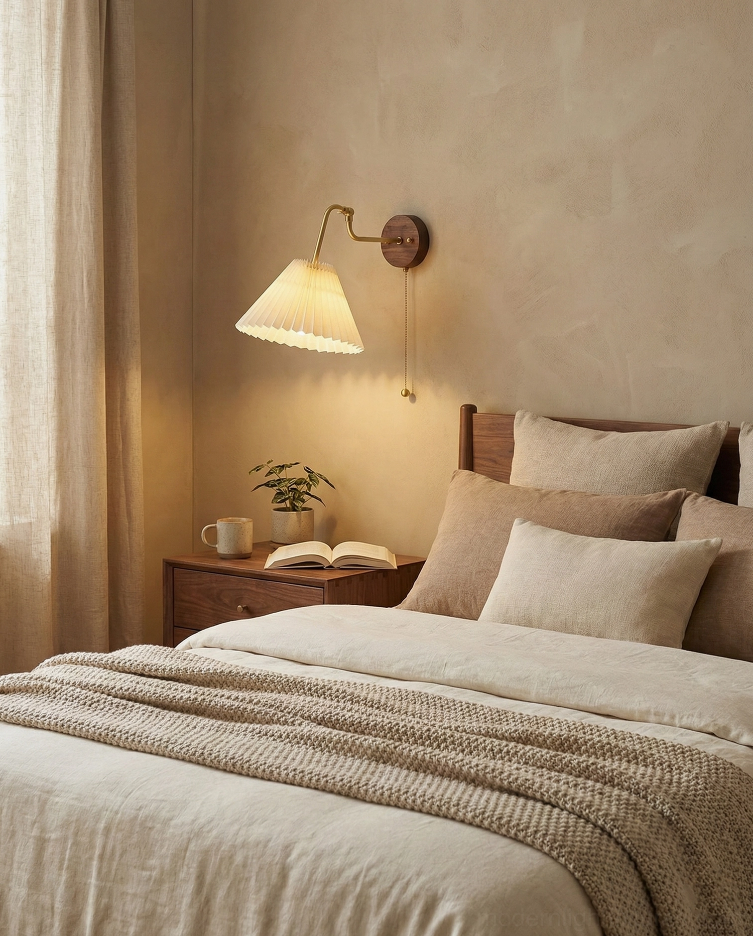 Aine wall lamp in contemporary interior setting, modern minimalist design with vintage charm aesthetic