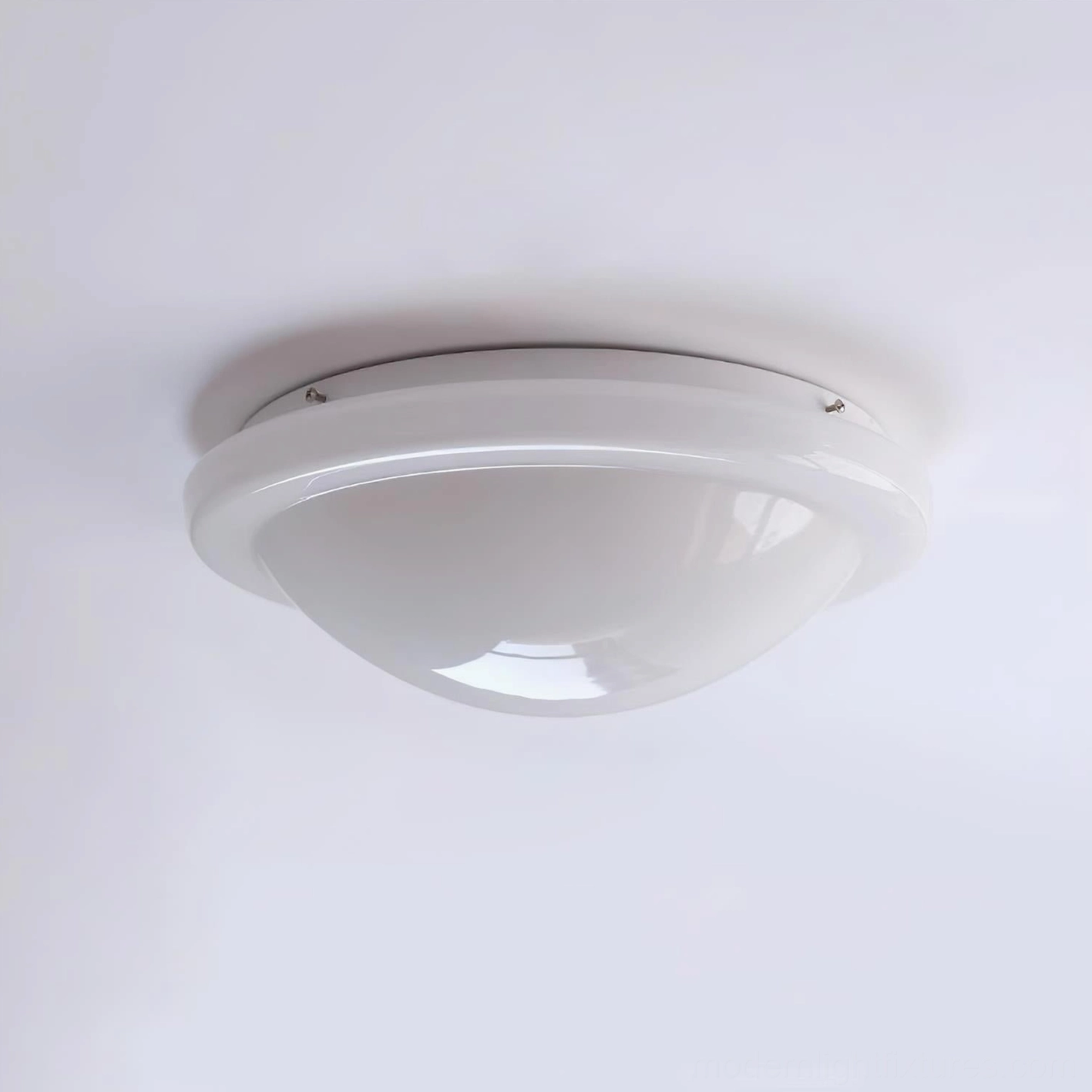 Aire 40cm x 16.5cm white warm white flush mount ceiling light fixture in studio product photography