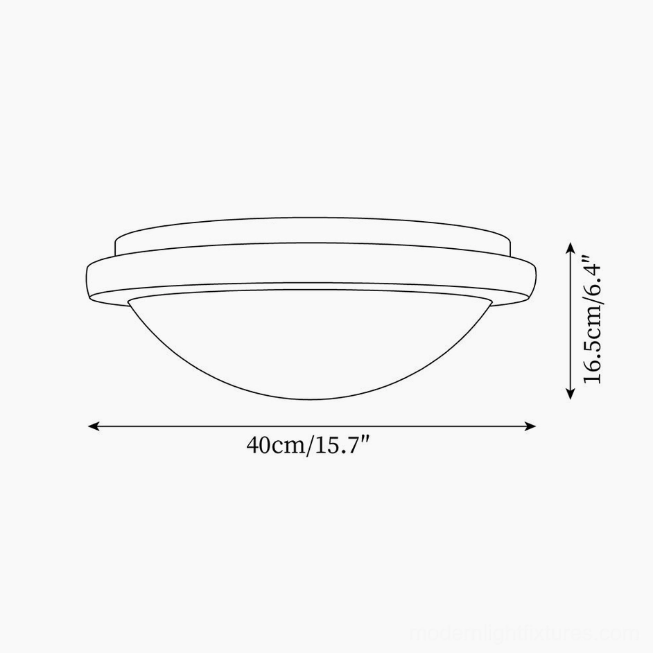 Aire ceiling light technical drawing side orthographic view showing 40cm diameter and 16.5cm height specifications with dual-rim structure