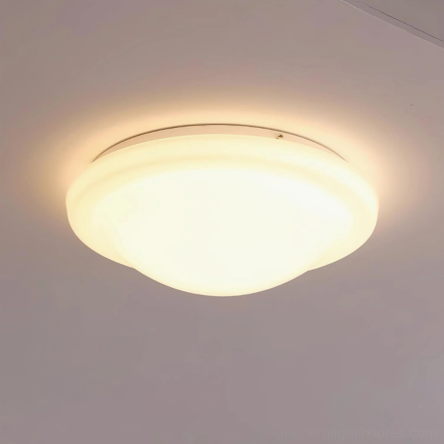Aire minimalist flush ceiling light in white finish demonstrating Scandinavian design aesthetic and contemporary style