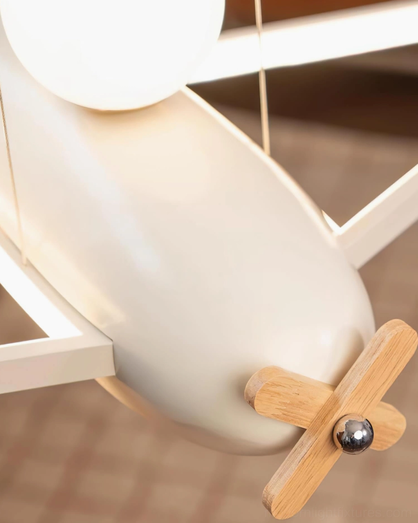 Modern airplane pendant lamp with 150cm adjustable suspension wire demonstrating flexible installation height control