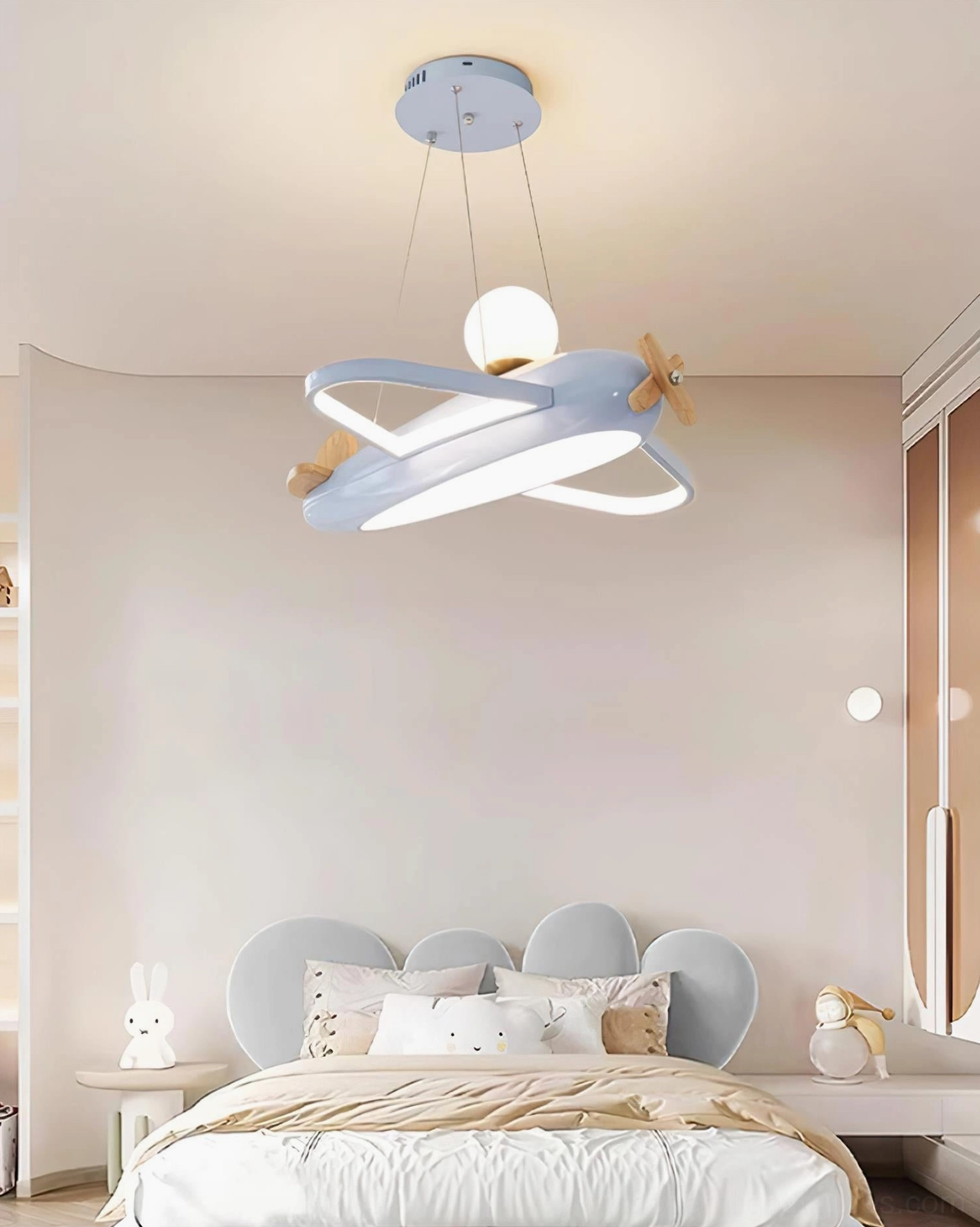 Airplane pendant fixture hardwired installation showing electrical connection safety certification north america