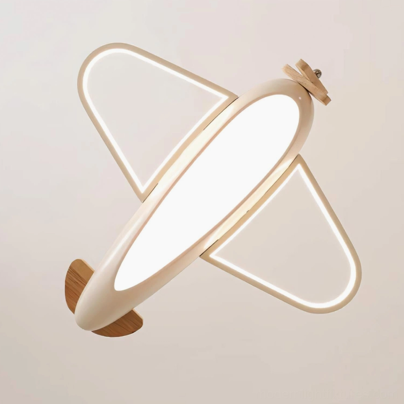 Airplane pendant light creating visual interest and personality in otherwise neutral children's bedroom ceiling space