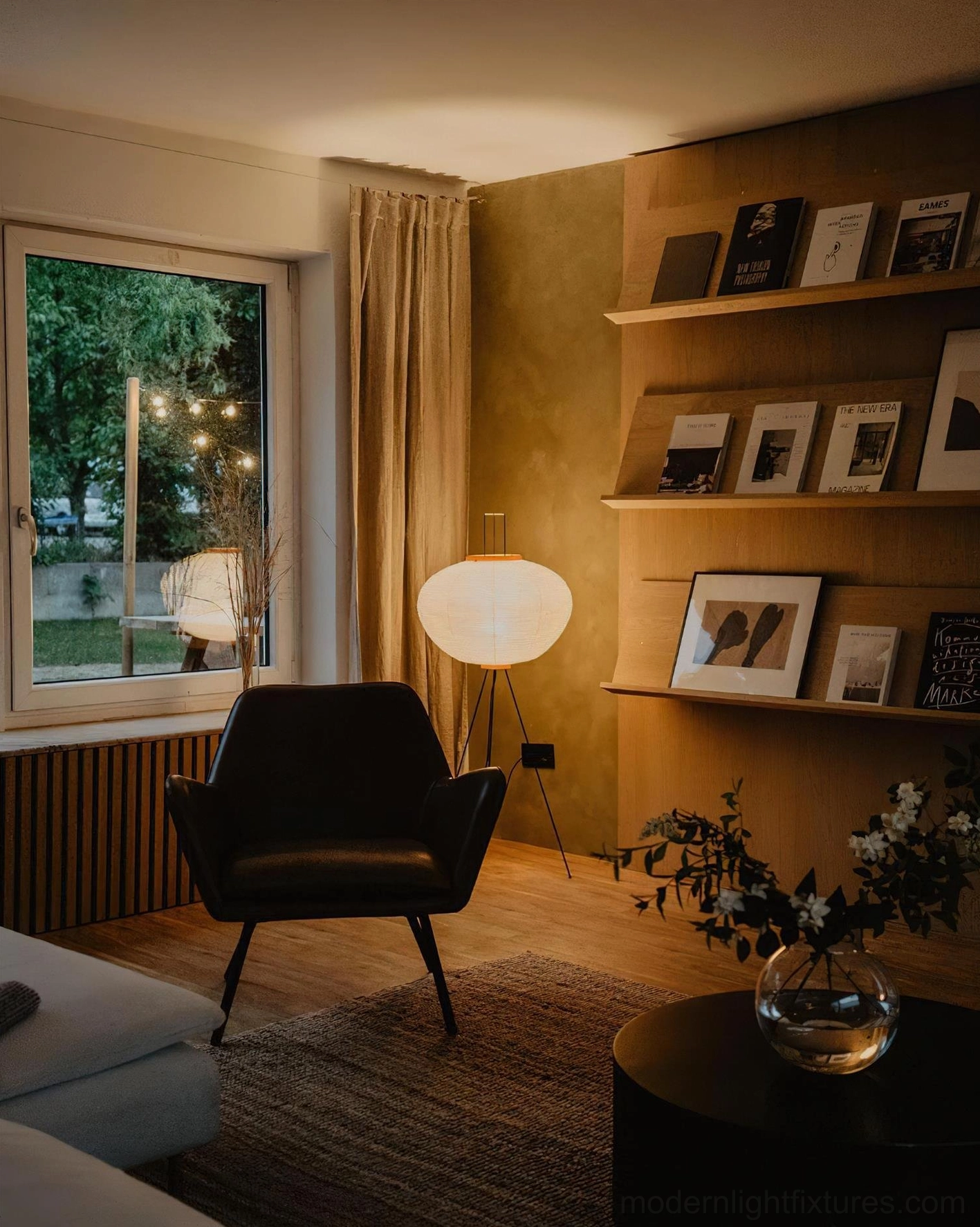 Akari 10A floor lamp black tripod stand showing structural stability and minimalist silhouette
