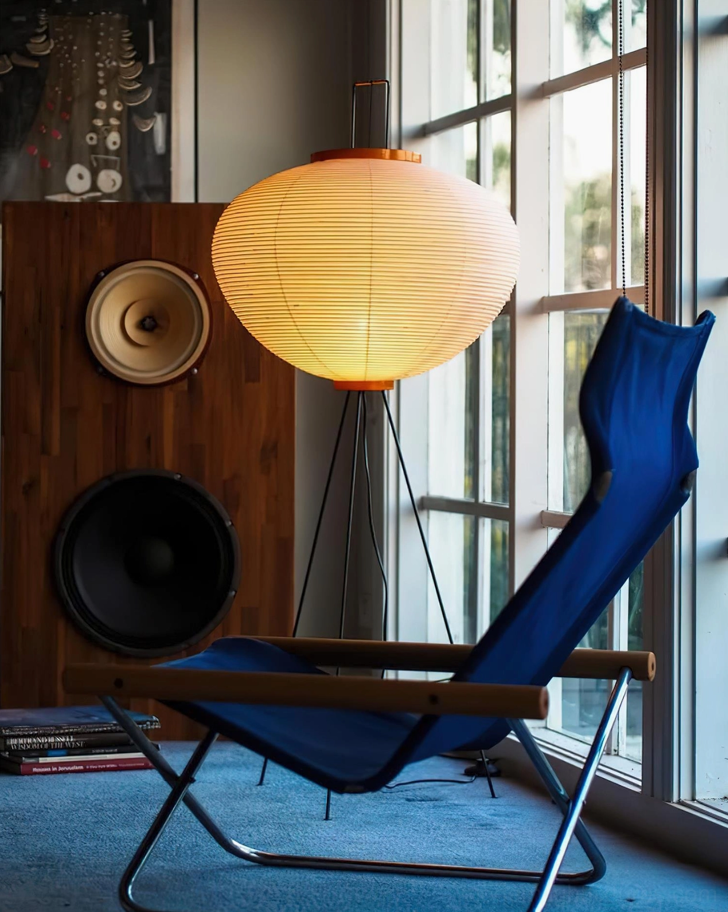 Akari 10A floor lamp with integrated foot switch detail and power cord arrangement