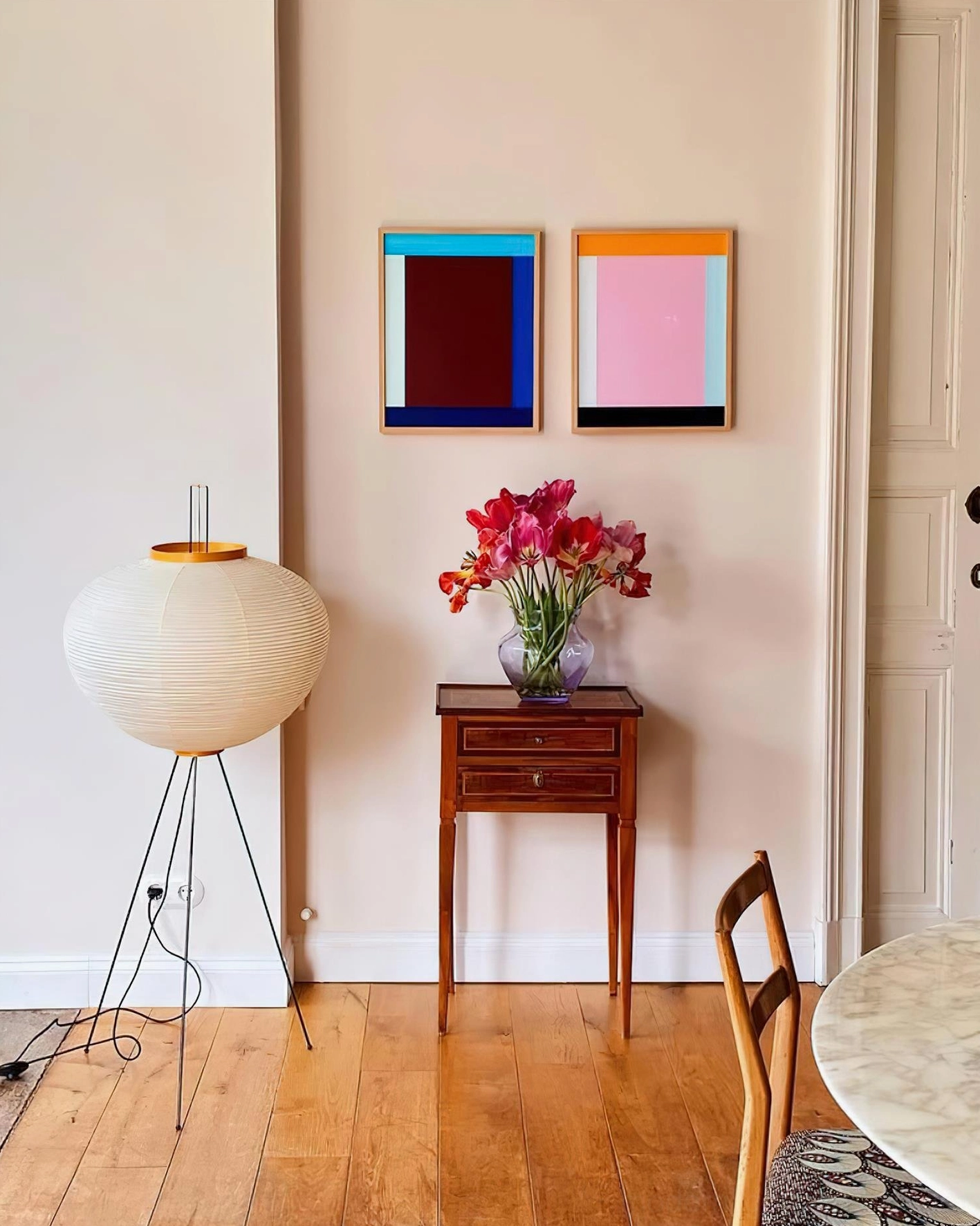 Akari 10A floor lamp in Zen-inspired meditation space with calm minimalist decor
