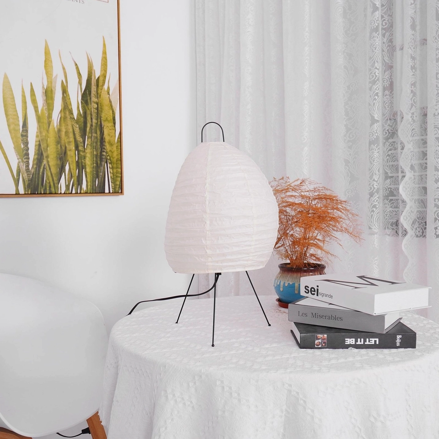 Akari 1N Japanese washi paper table lamp perfect for bedroom office reading nook contemporary living spaces