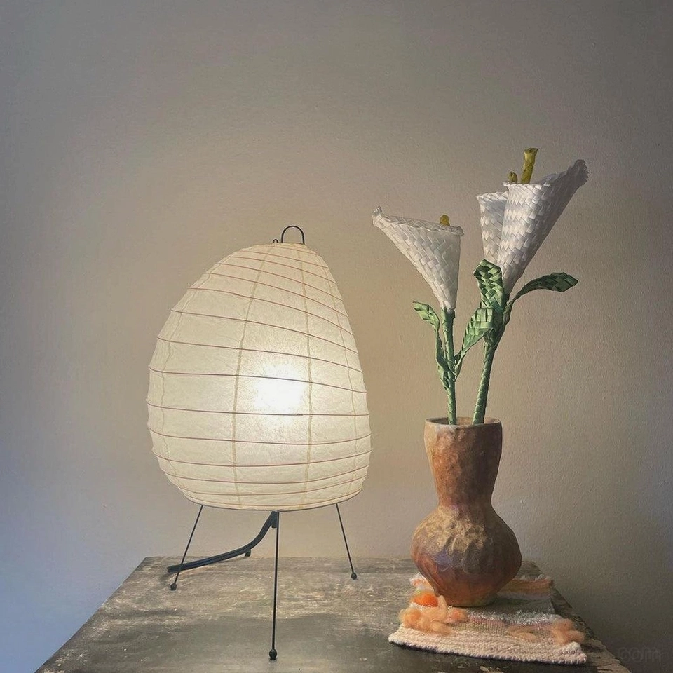 Akari 1N Japanese washi paper lamp indoor use only contemporary home environment with minimalist design aesthetic