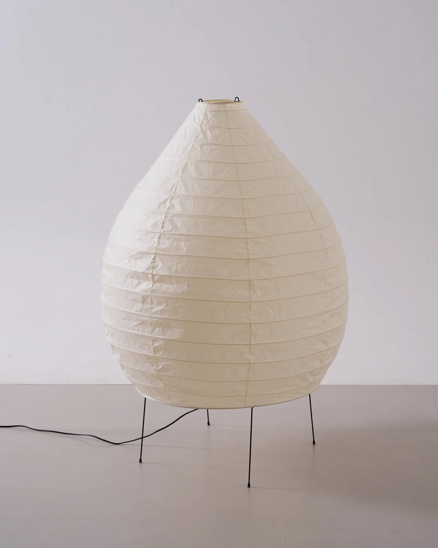 Akari 23N teardrop floor lamp bamboo ribbed frame structure and architectural silhouette