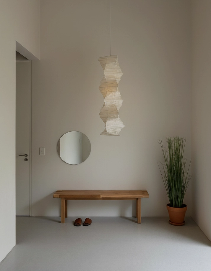 Akari 33N tall folded pendant lamp profile view showing elegant vertical proportions and artistic form