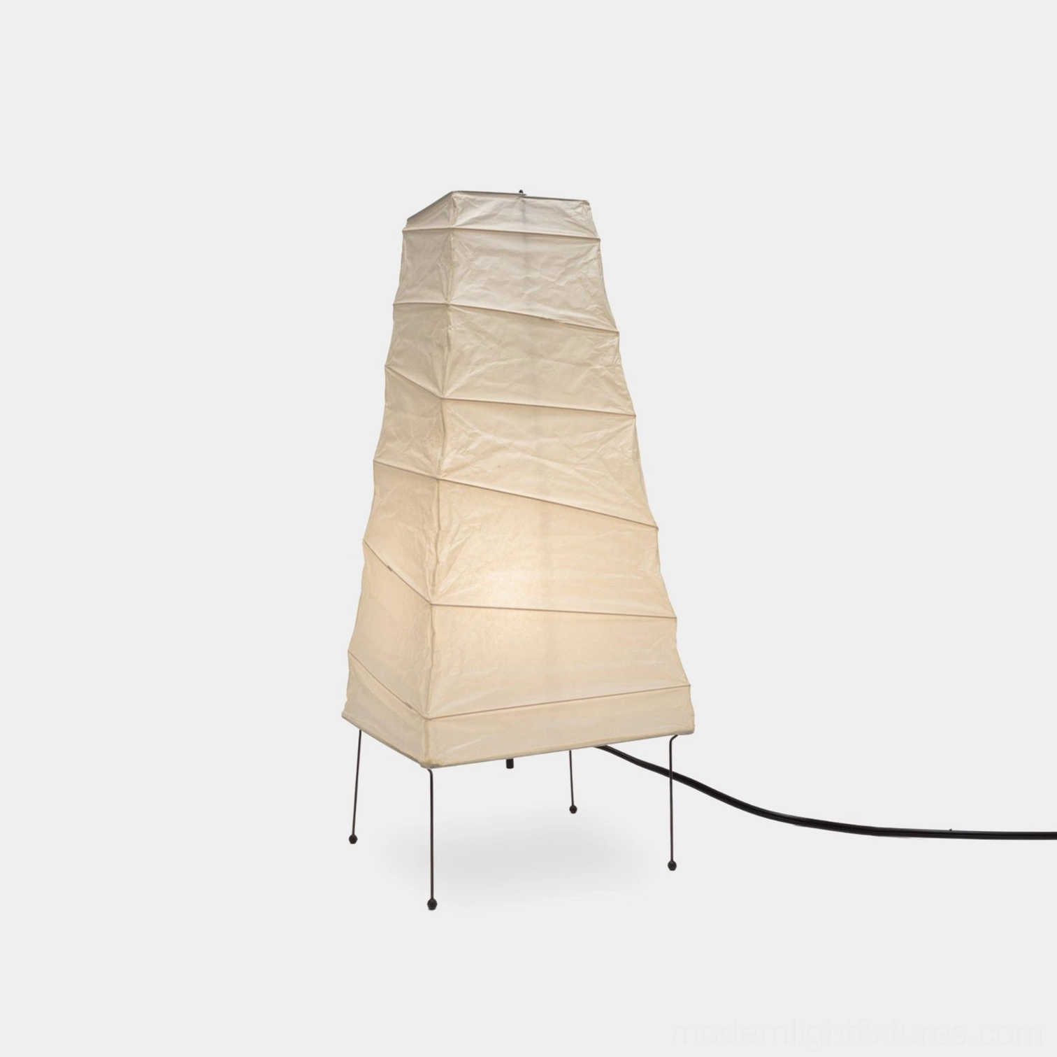 Akari 4N modern paper table lamp with folded shade, frontal studio view