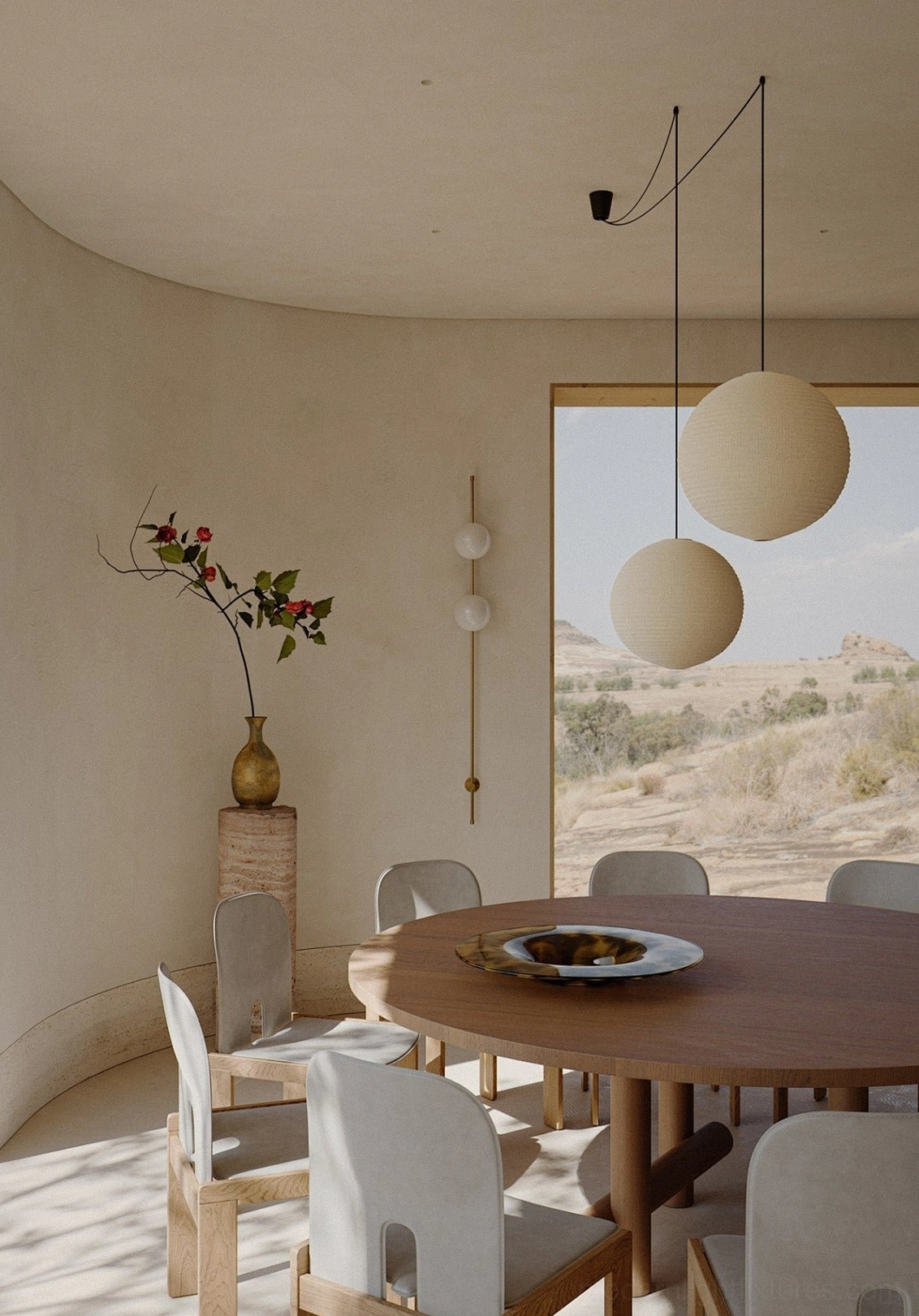 Large 120cm Akari A paper pendant as statement focal point in grand space