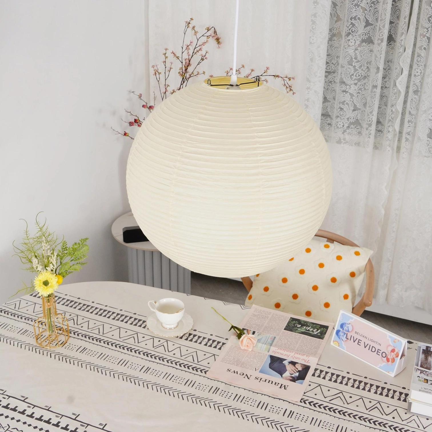 Akari A Series cotton paper shade detail and texture close-up
