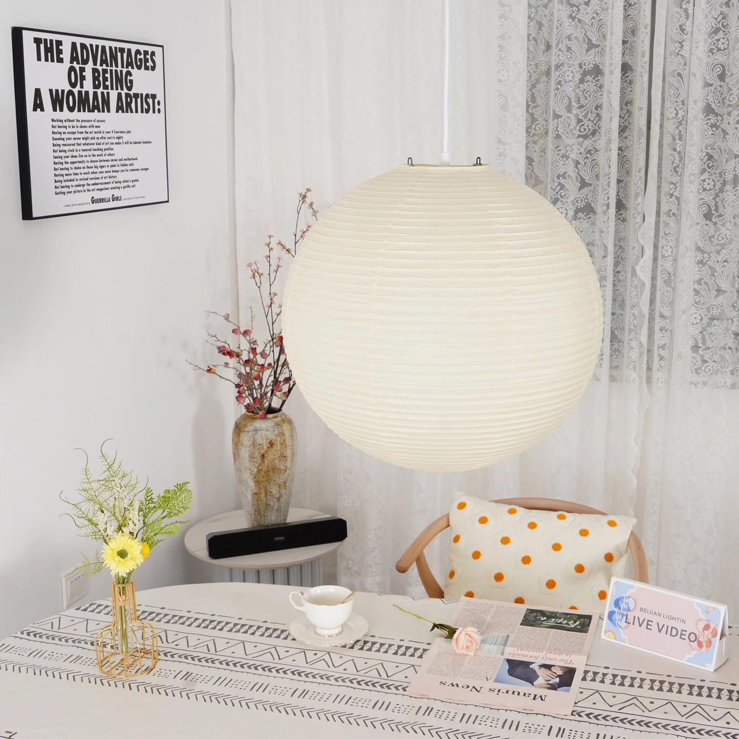 Akari A Series Japanese cotton paper pendant lamp product view