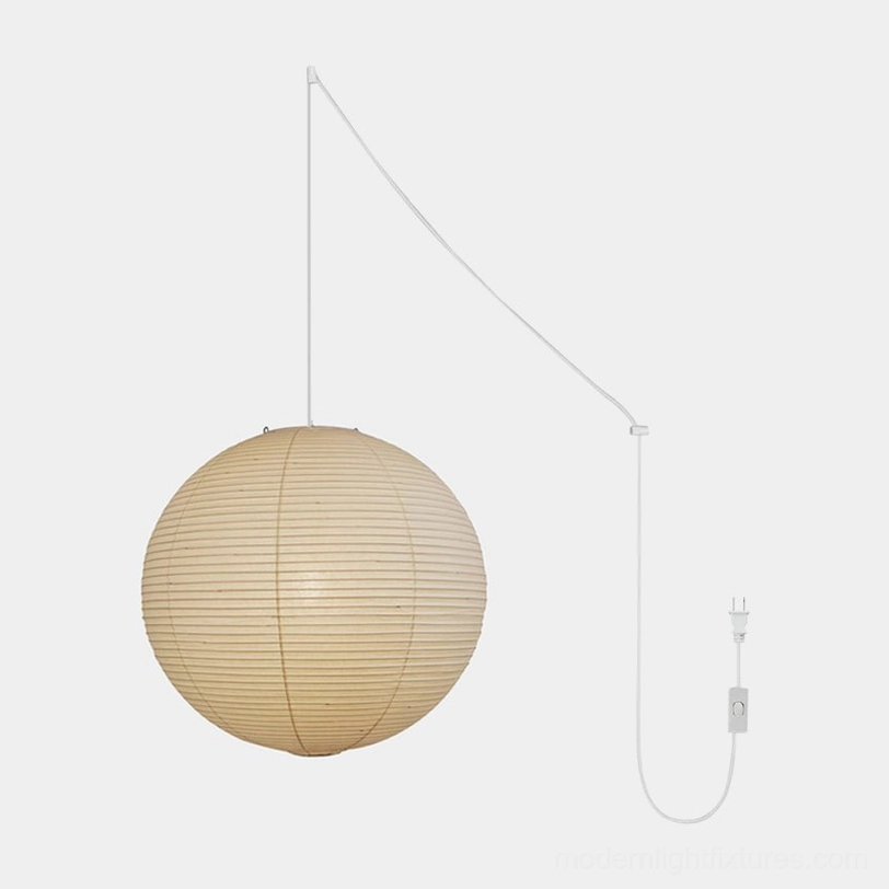 Akari A Series plug-in paper pendant lamp with multiple plug options