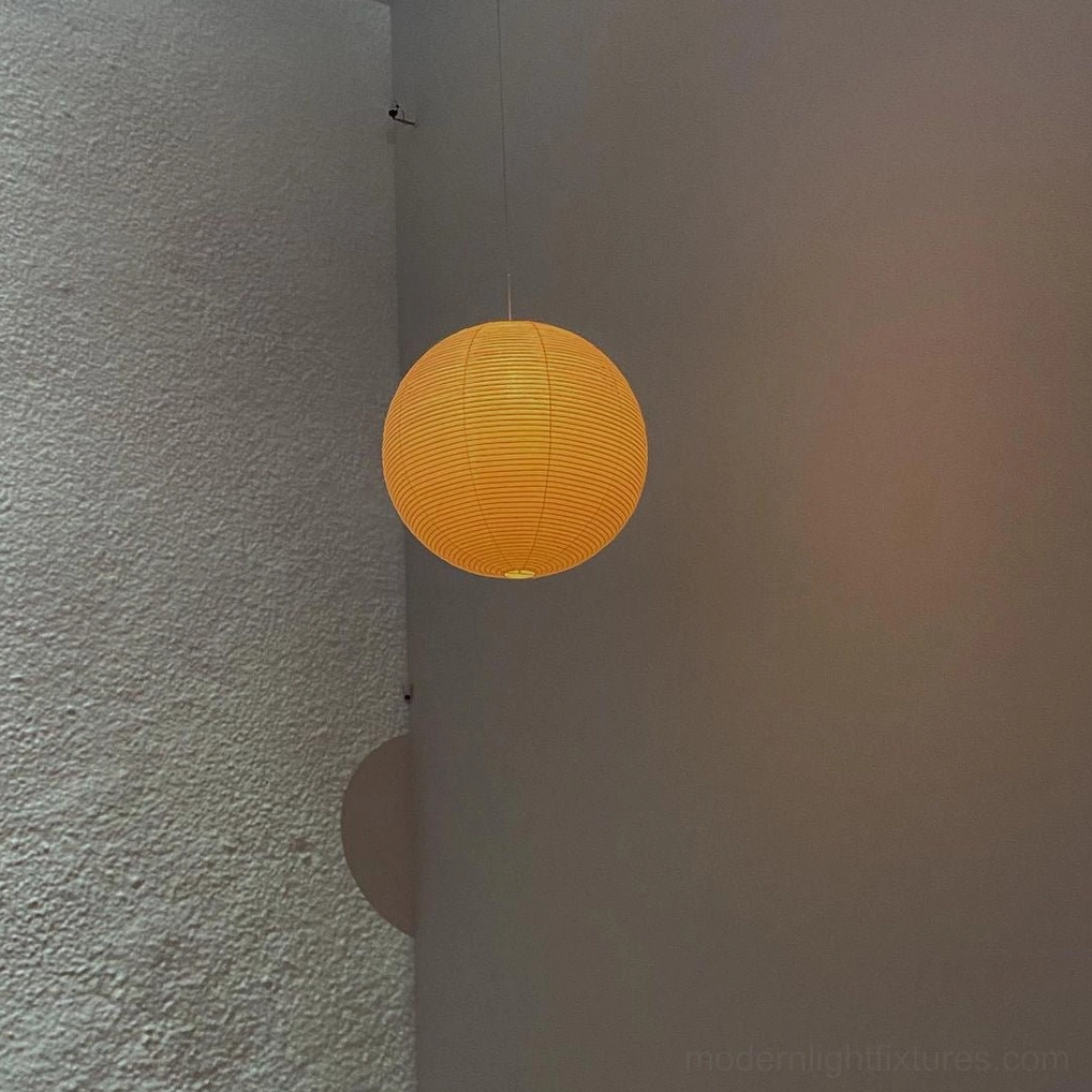 Akari A Series pendant lamp lighting effect - warm glow through cotton paper