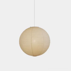 Akari A Series pendant lamp with white cotton paper shade - frontal studio view
