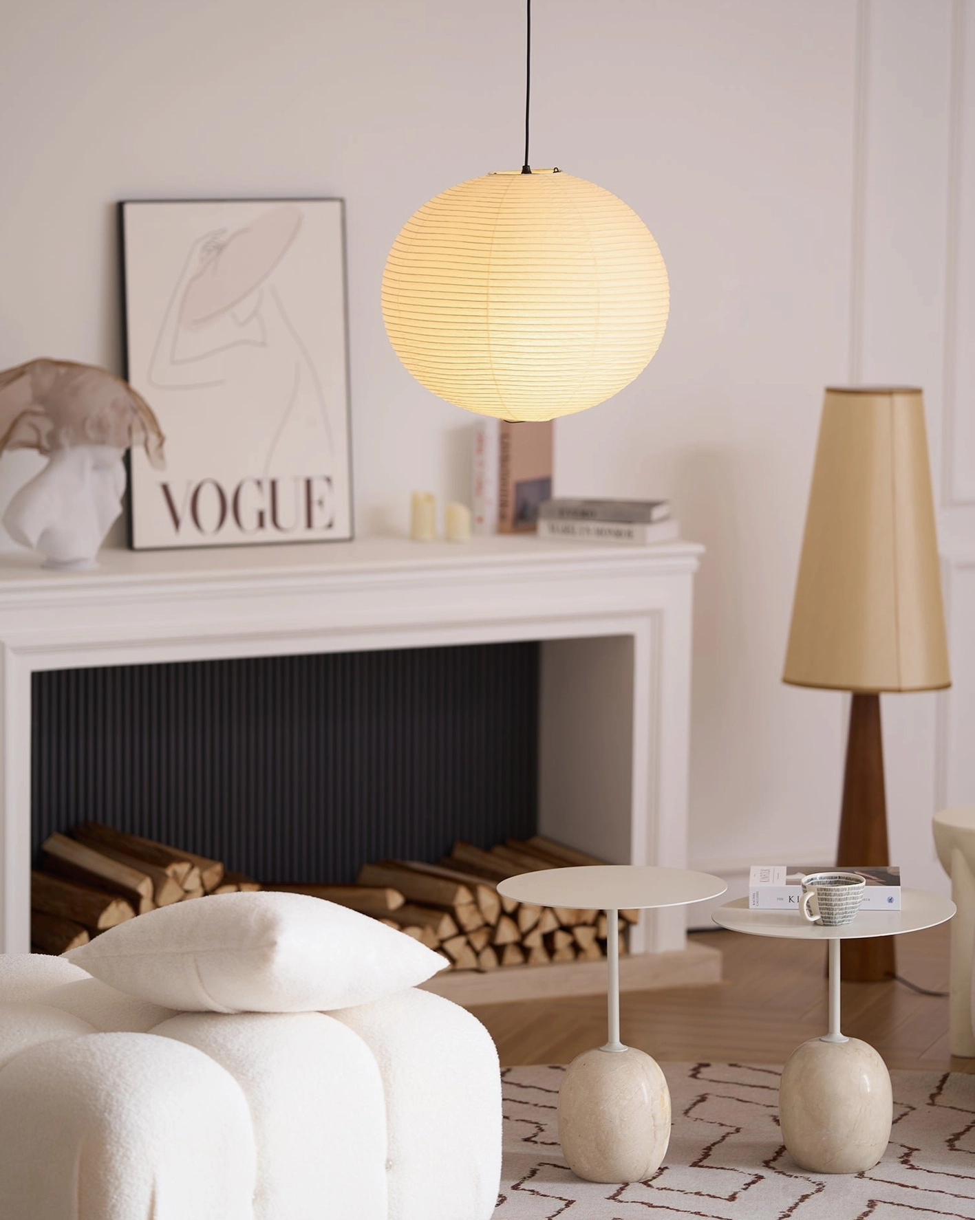 Akari cotton paper pendant lamp studio meditation creative space