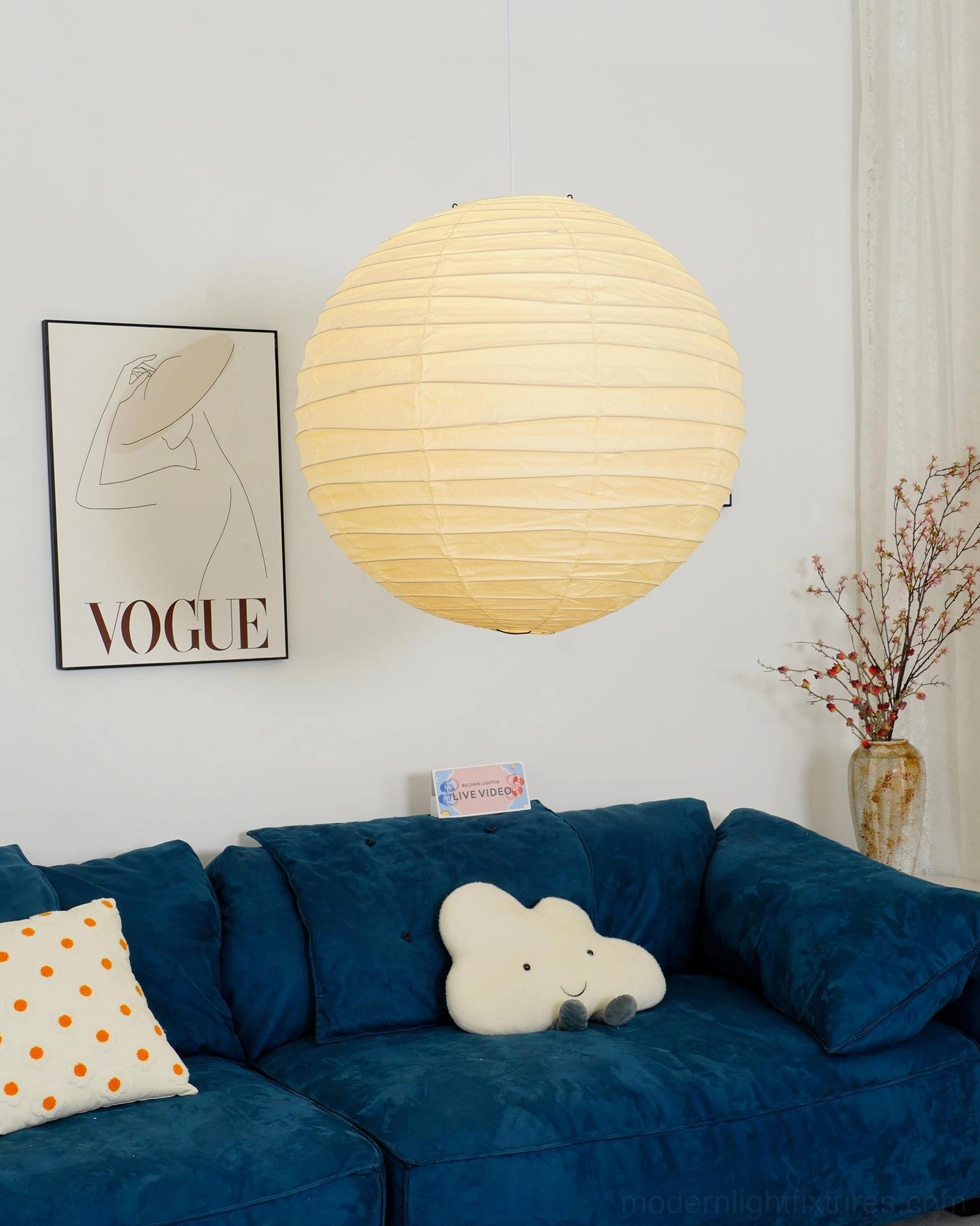Akari D Series pendant lamp - 75cm most-popular size in contemporary dining room