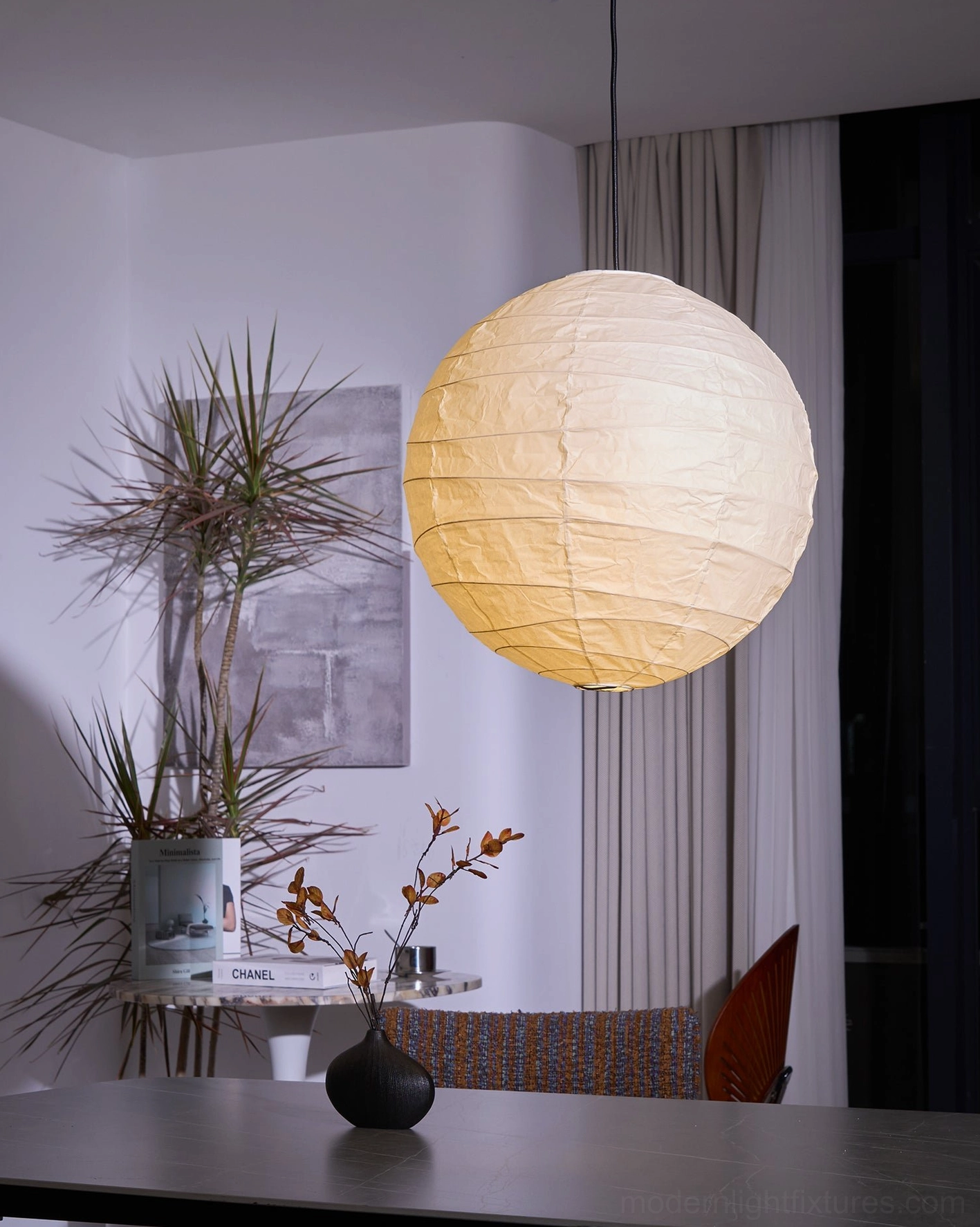 Akari D Series Japanese Washi pendant lamp - architectural pendant for contemporary homes