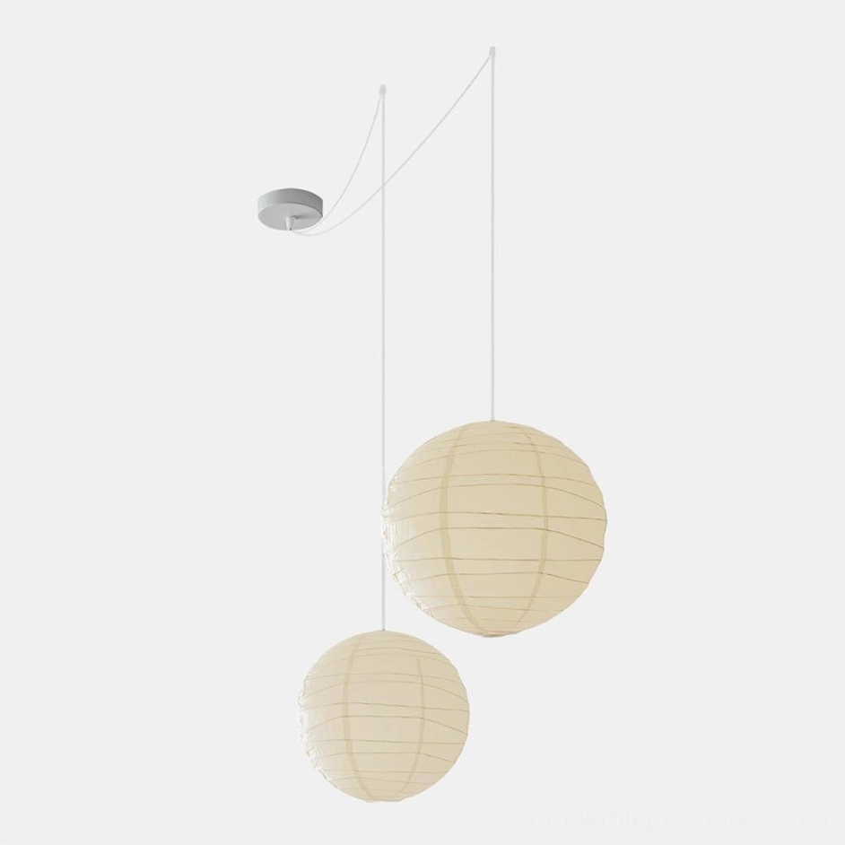 Akari D Series Japanese Washi pendant lamp - complete product overview all five sizes