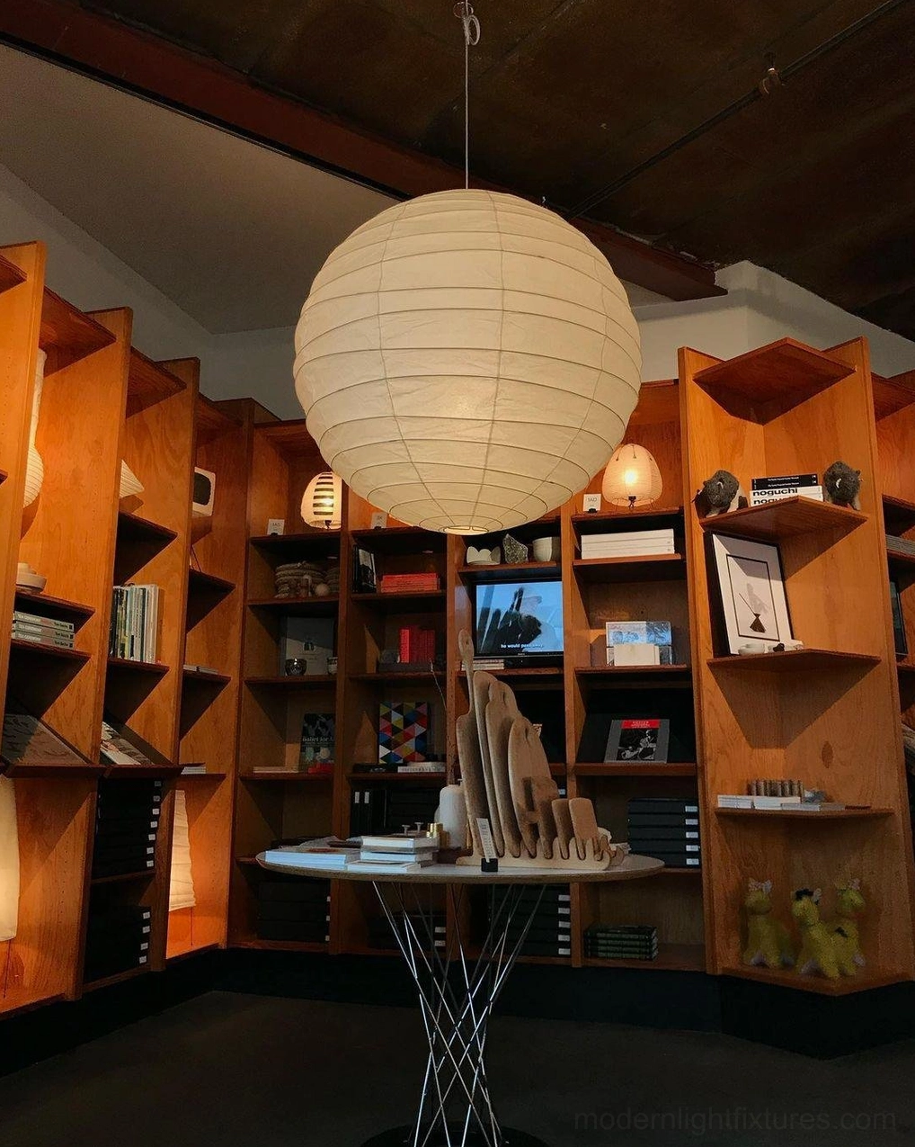Modern Japanese pendant lamp in bright minimalist interior - clean light diffusion from Washi paper