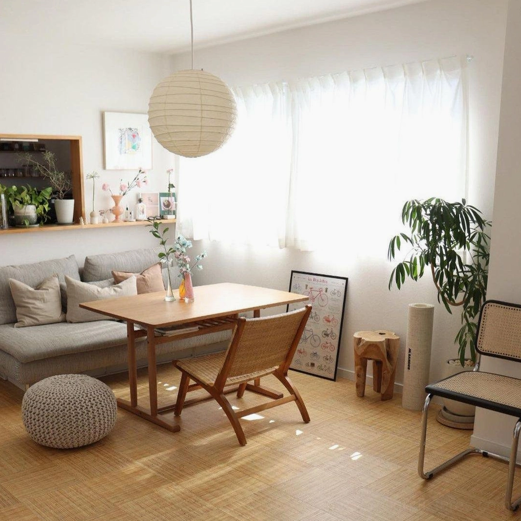 Modern Japanese Washi paper pendant lamp - sloped ceiling compatible installation