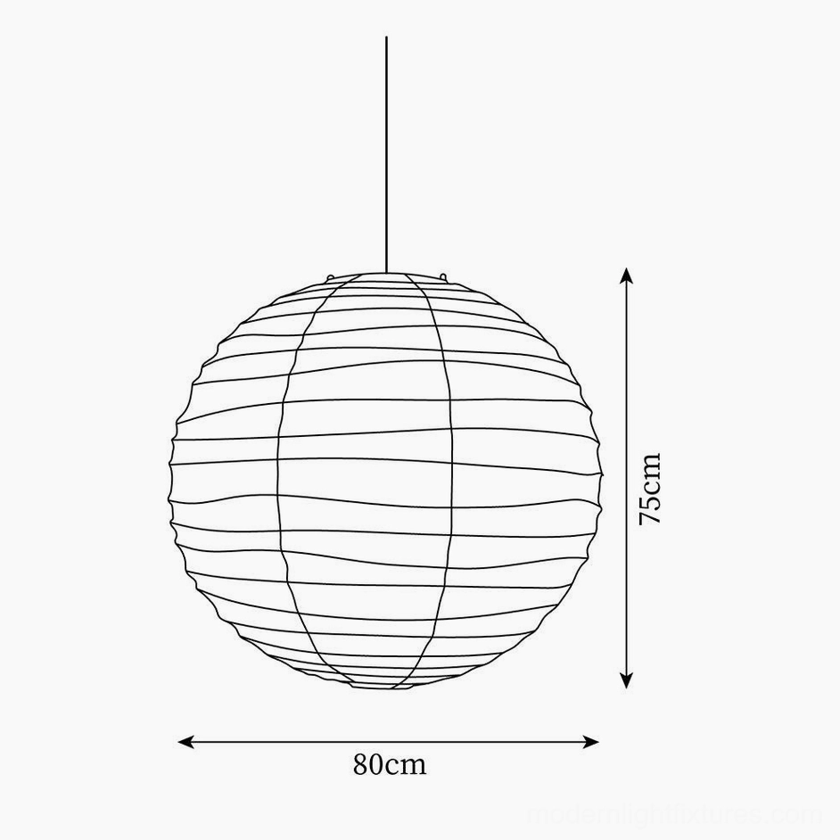 Akari D Series pendant lamp technical drawing - spherical wireframe design specifications 75cm diameter