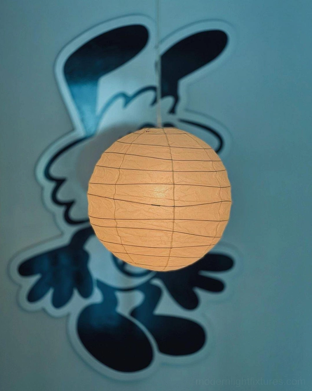 Akari D Series Japanese Washi pendant lamp - detail of translucent paper texture and natural fiber