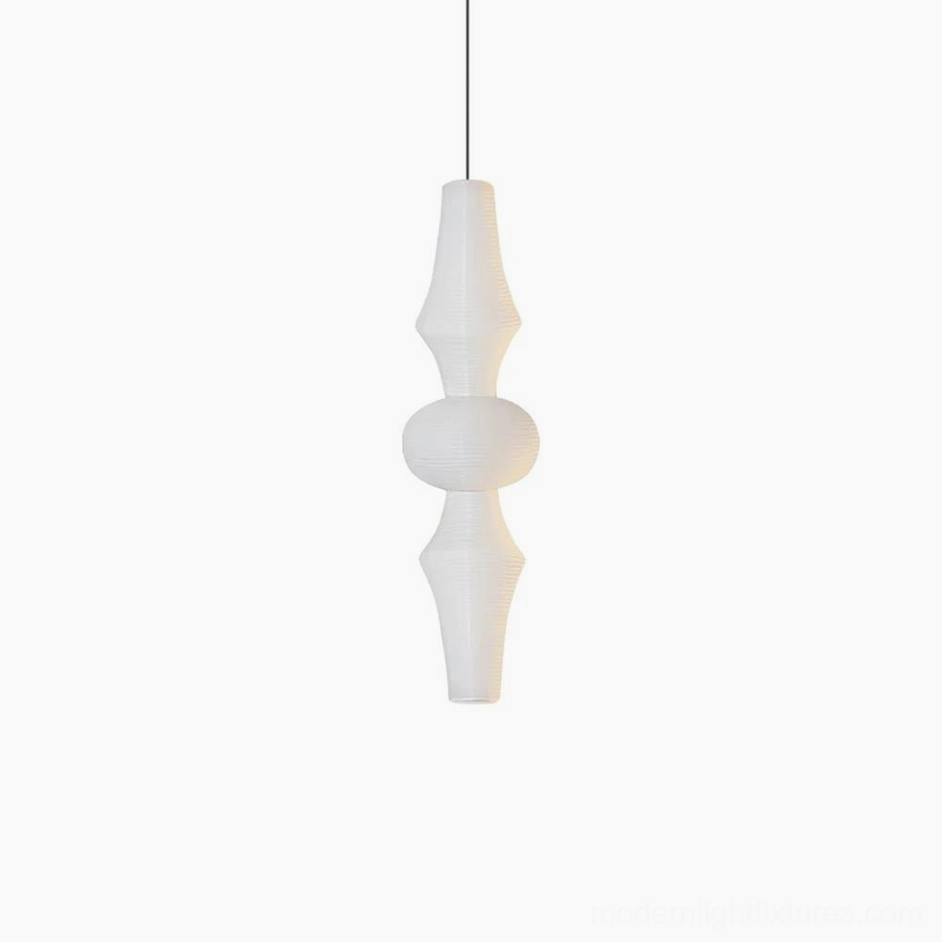 Akari E compact white paper pendant lamp Ø 33cm x H 59.1 inches with three E27 bulbs