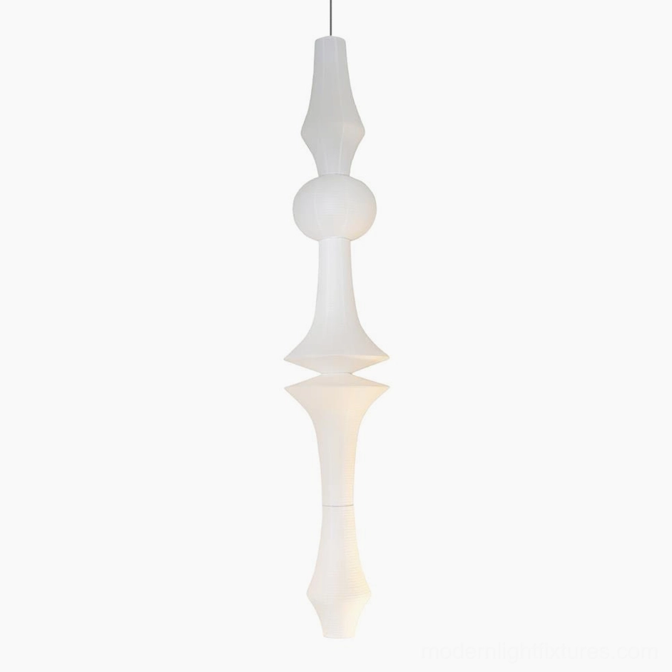 Akari E tall white paper pendant lamp Ø 43cm x H 106.3 inches in modern interior setting