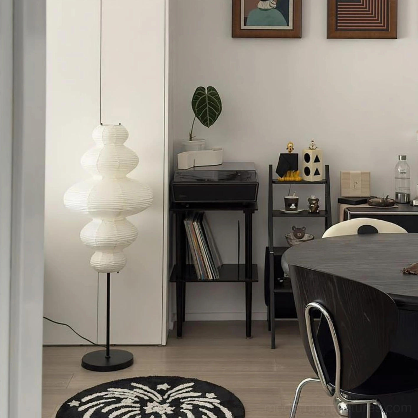 Akari Juni Japanese-inspired floor lamp with organic sculptural form in modern interior design