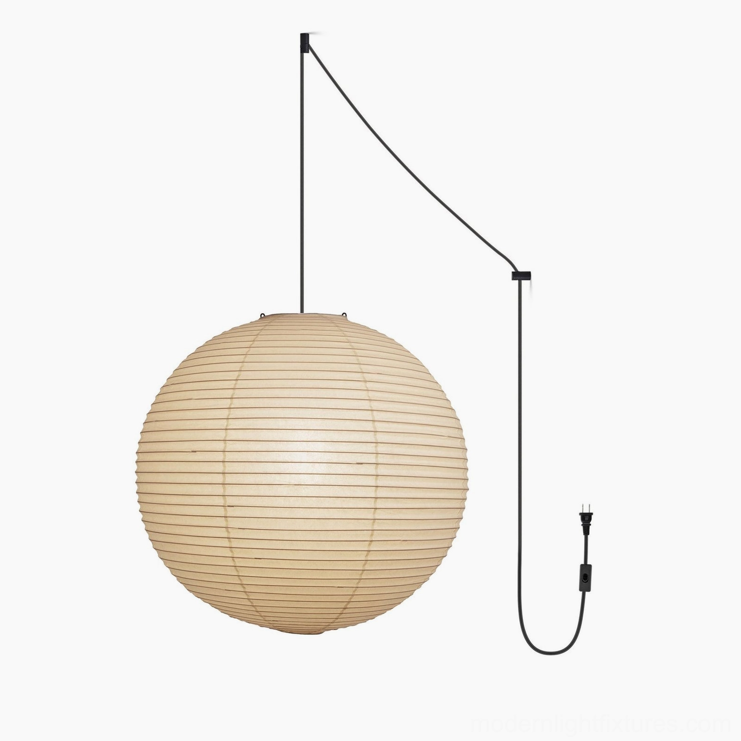 Large-scale Akari A Series paper pendant lamp in contemporary home design setting