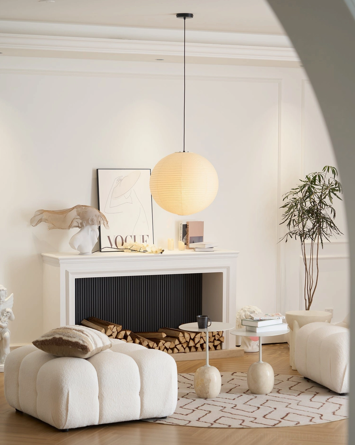 Akari pendant lamp 40cm bedside compact space solution