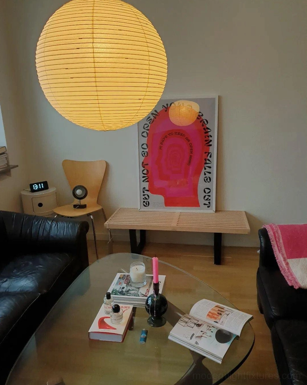 Akari pendant lamp in contemporary interior design space