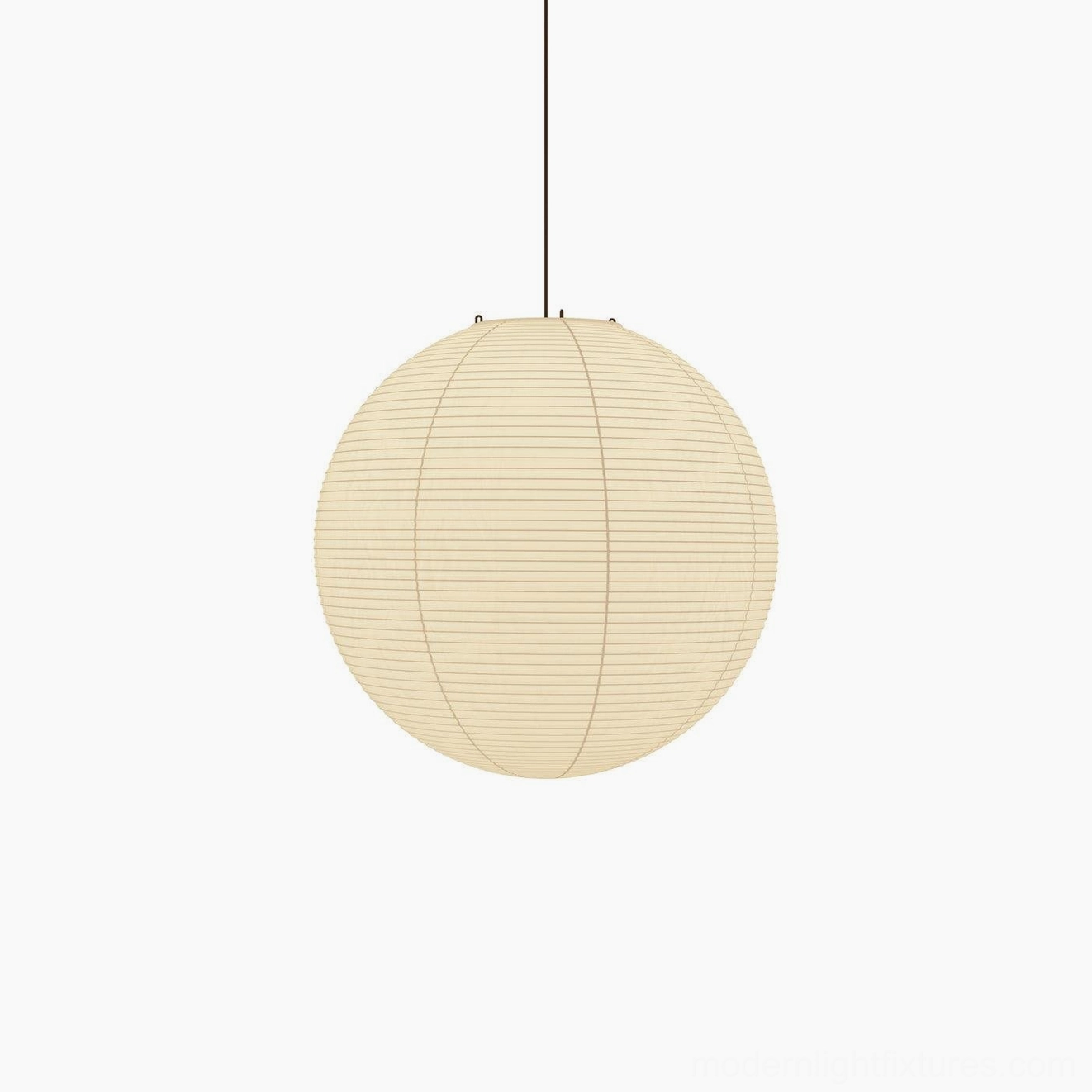 Akari Round pendant lamp detail showing bamboo frame and metal hardware construction