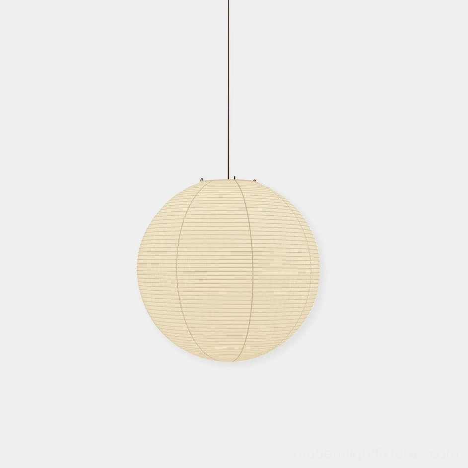 Akari Round handcrafted mulberry paper pendant lamp in neutral interior setting
