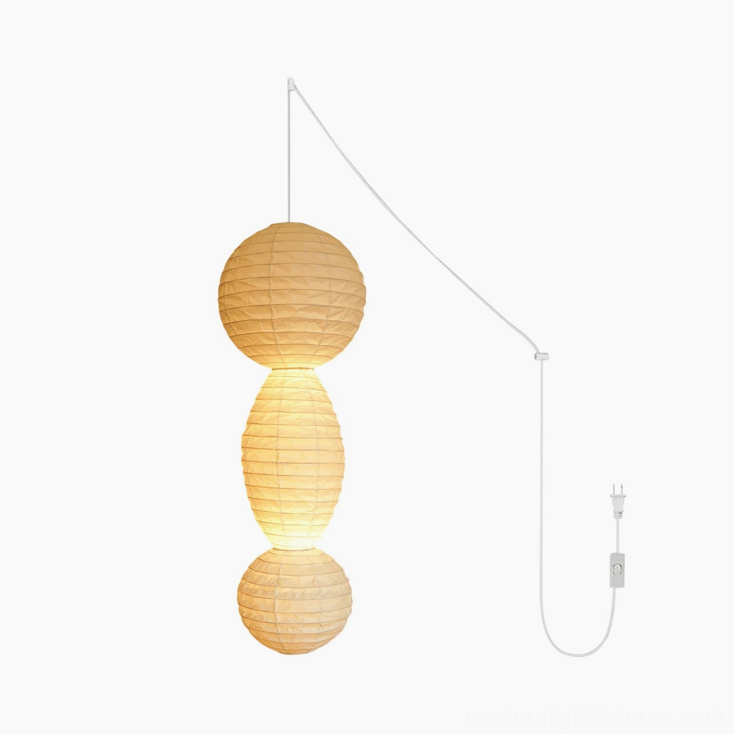 Akari Tayo Japanese washi paper pendant lamp, modern dining room hanging fixture design