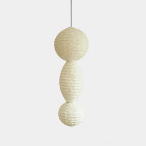 Akari Tayo white stacked washi paper pendant light front view studio shot minimalist design