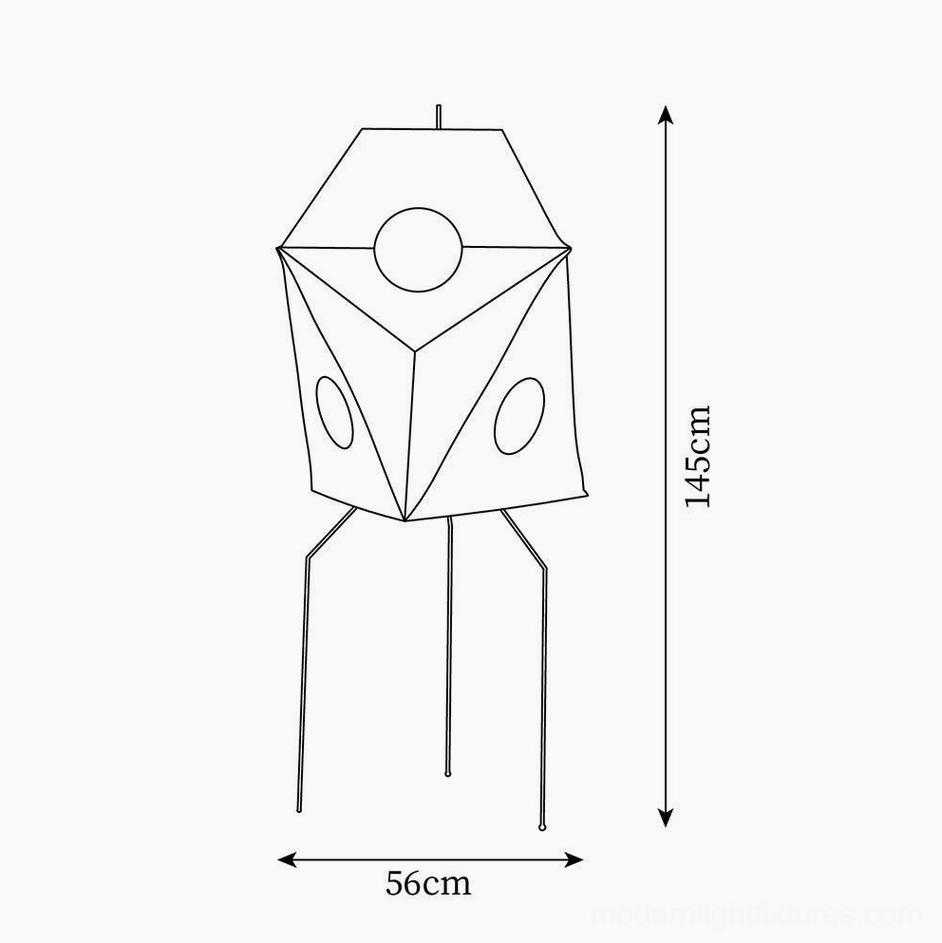 Akari UF3-Q floor lamp dimension drawing orthographic technical specifications 145cm height 56cm diameter
