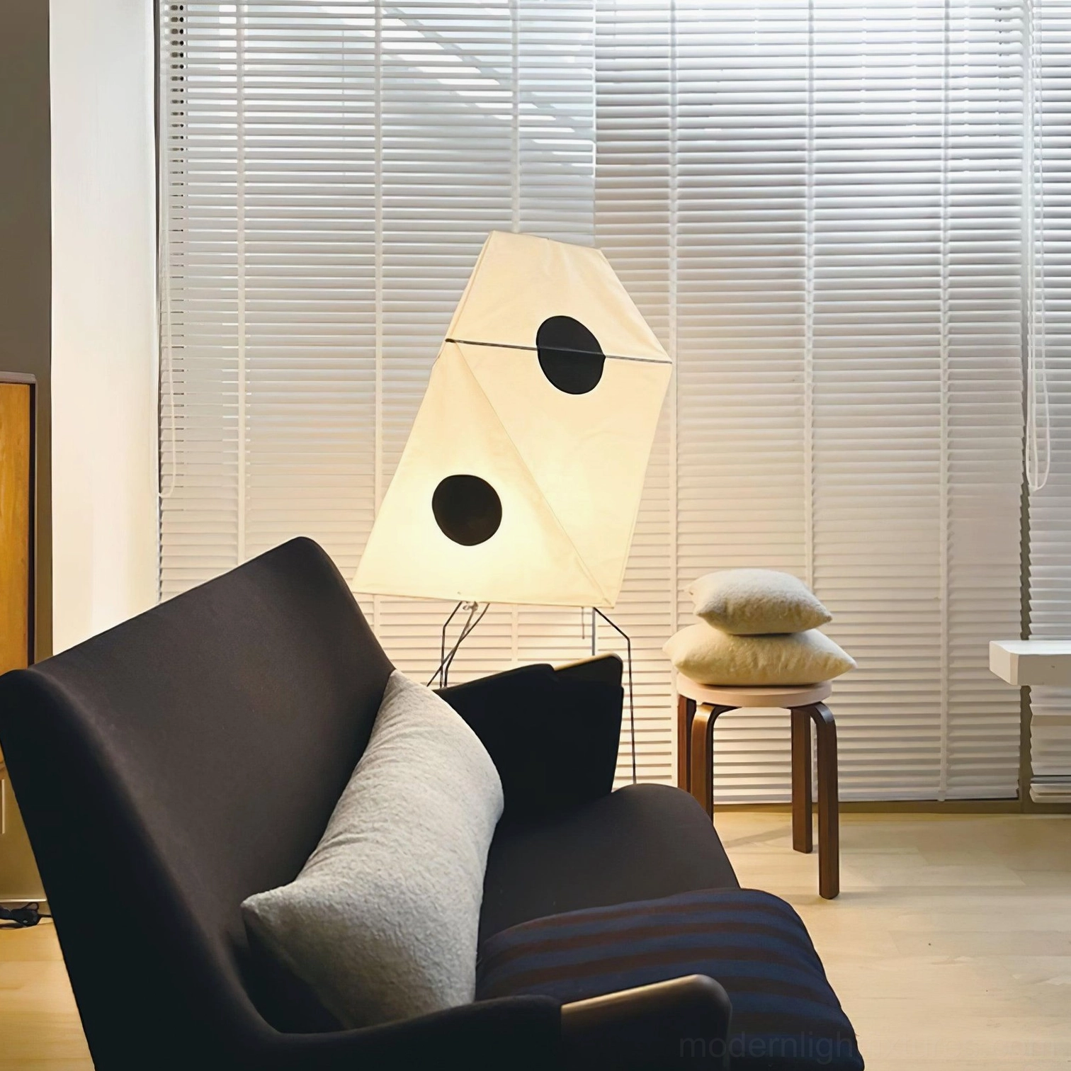 Akari UF3-Q paper floor lamp artistic minimalist design in modern home interior