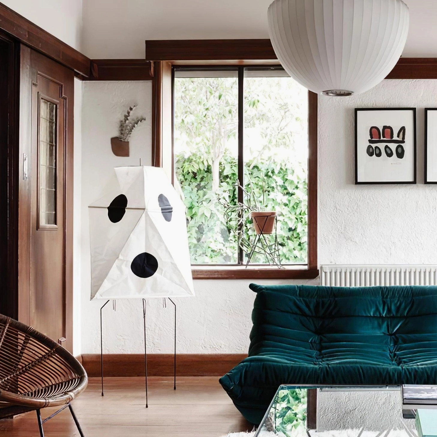 Akari UF3-Q handcrafted Japanese paper floor lamp creating warm inviting home atmosphere