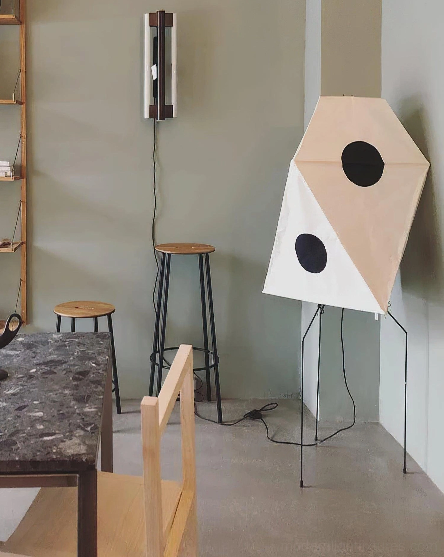 Akari UF3-Q Japanese paper floor lamp creating zen atmosphere in home sanctuary