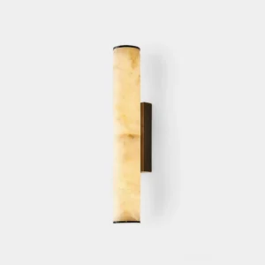 Alabaster cylinder wall sconce front view modern minimalist lighting fixture