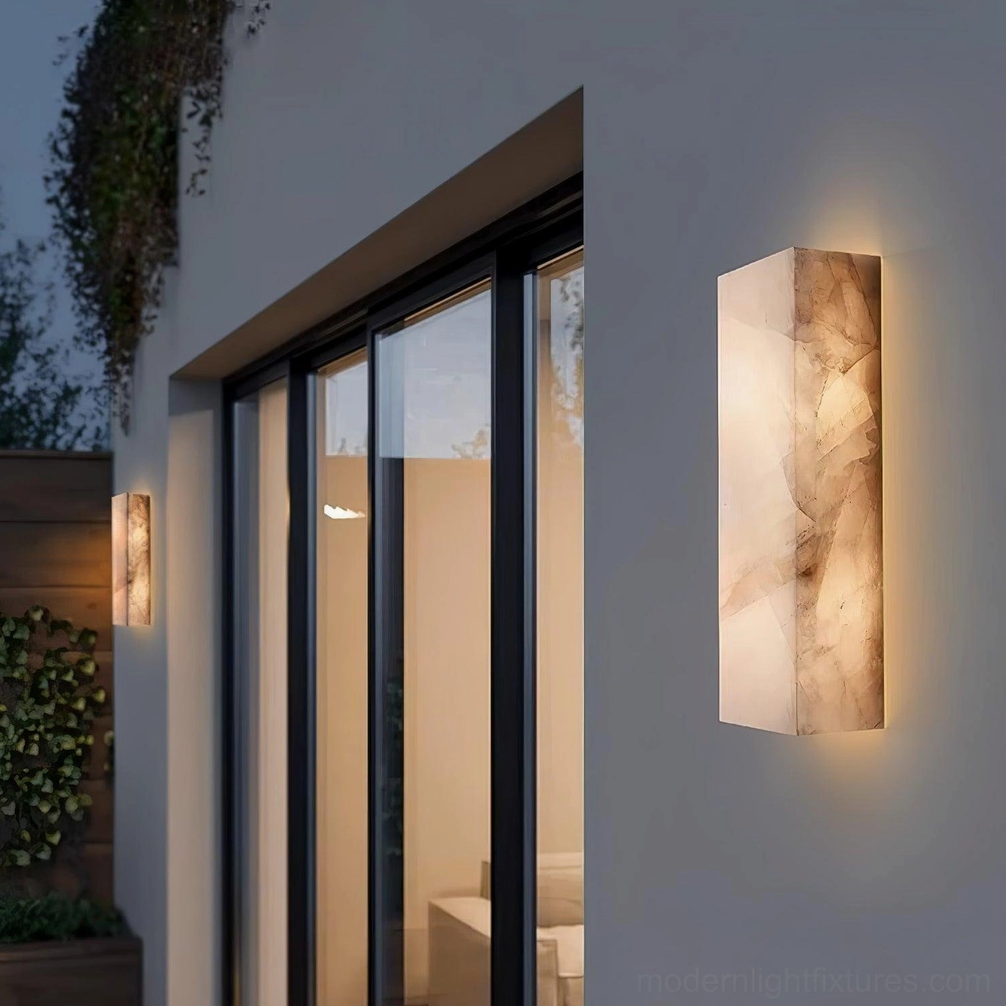 Alabaster wall sconce humanistic modernist design natural material craftsmanship convergence fixture