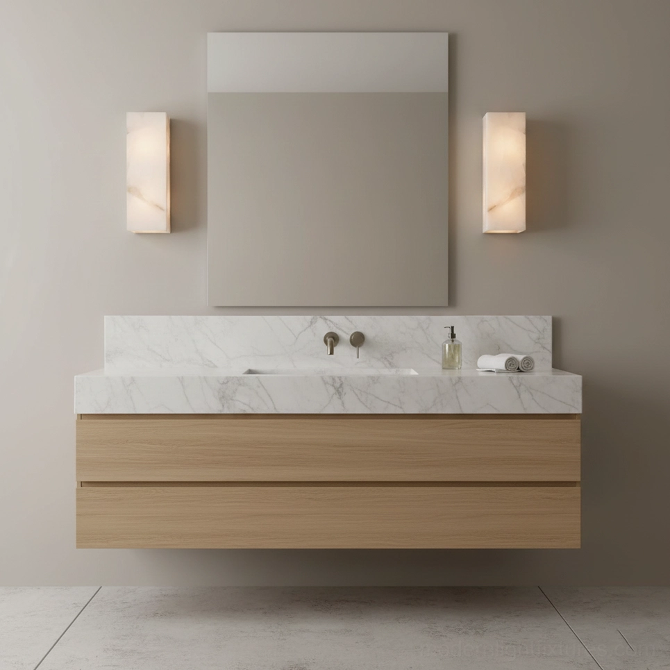 Rectangular alabaster wall sconce integrated LED warm 3000K cool 6000K color temperature option