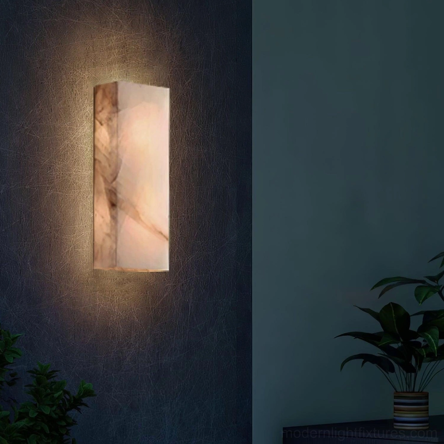 Modern alabaster wall sconce luminous art installation translucent stone creative lighting solution